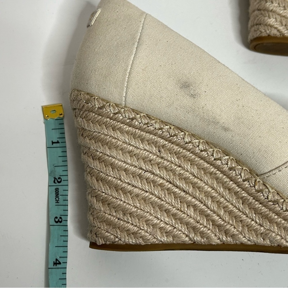 Toms Michele Canvas Peep Toe Wedge Espadrilles - Picture 16 of 16
